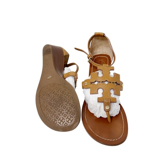 Tory Burch Phoebe Tan Leather Flat Thong Sandal Royal Tan Brown US Size 7 - Picture 8 of 14